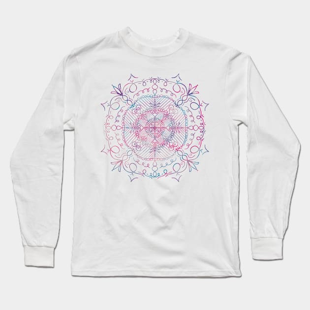 Colorful Flowers & Hearts Mandala Long Sleeve T-Shirt by nathalieaynie